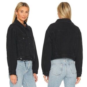 Agolde Shrunken Charli Denim Jean Jack in Distressed Black